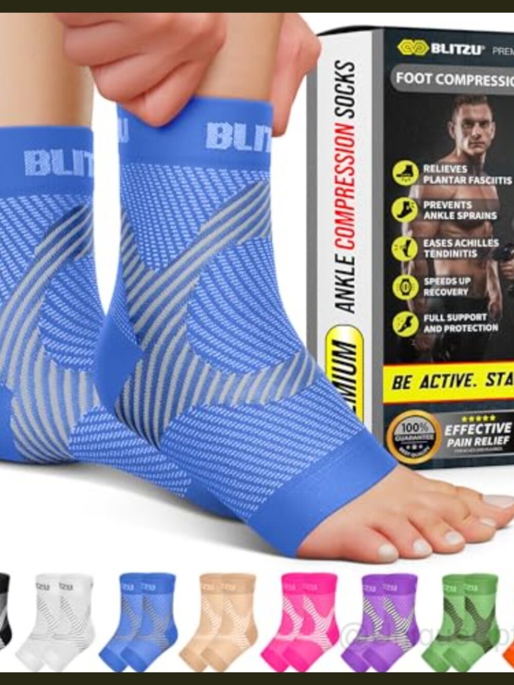 BLITZU Compression Ankle Sleeve Plantar Fasciitis Support